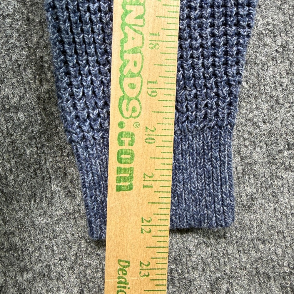 L.L. Bean Waffle Knit 1/4 Zip Sweater Men Medium Blue Marled Chunky Cotton Blend - Picture 8 of 9